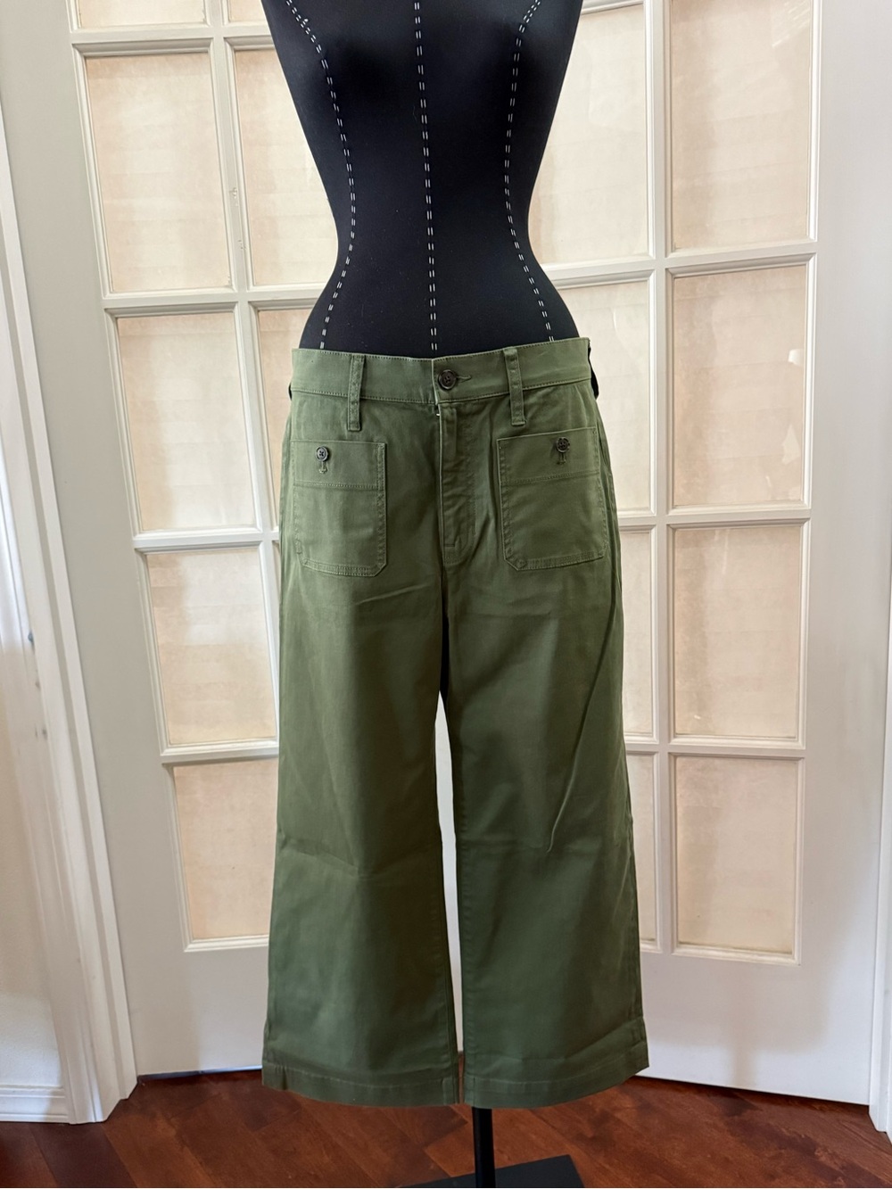 J. Crew Olive Green Wide-Leg Cropped Pants